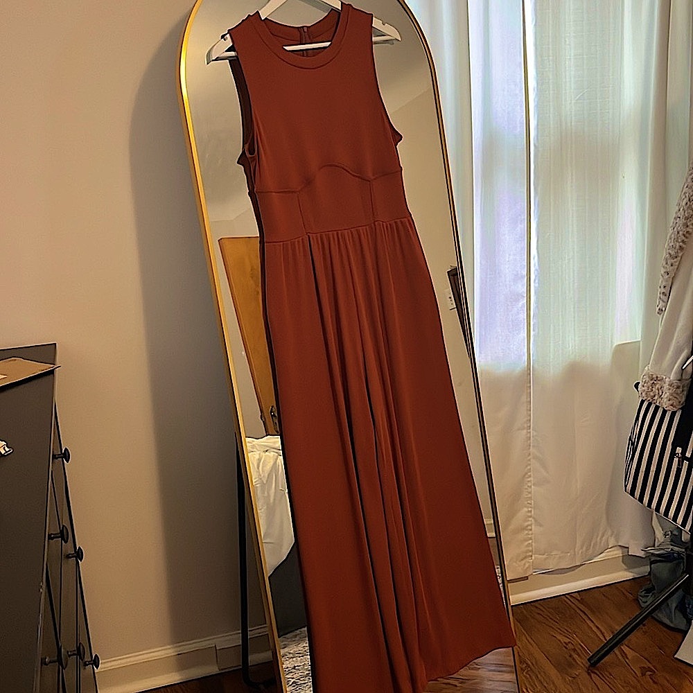Sleeveless Rust-Colored Jumpsuit